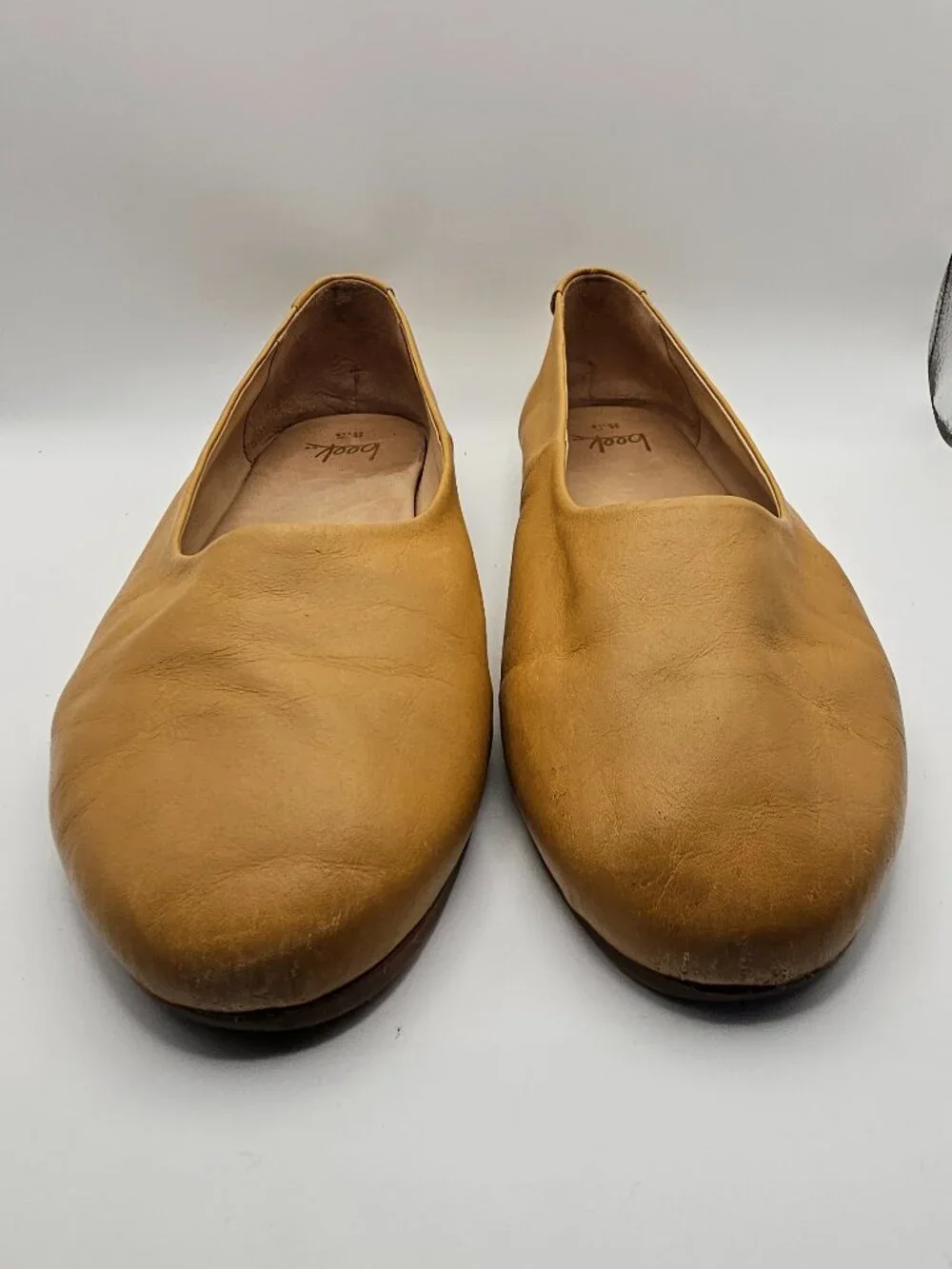 beek Swiftlet Ballet Slipper – Honey Vegetable‑Tanned Leather Flats – Size 8.5